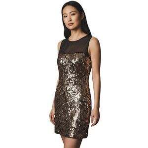 EXPRESS BLACK & GOLD SEQUIN SHIFT DRESS SZ.S EUC.